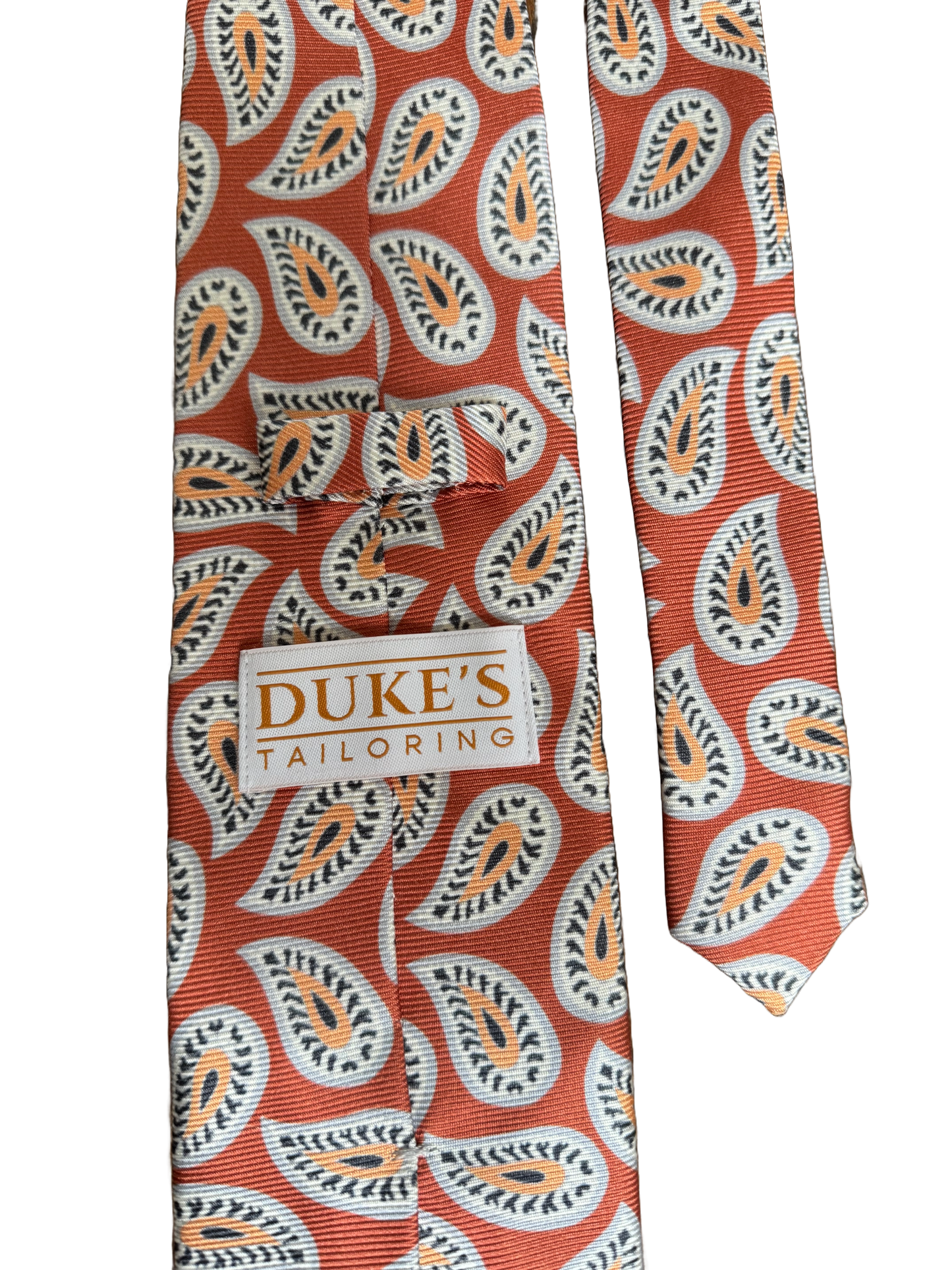 Cravate en soie motif Cachemire orange
