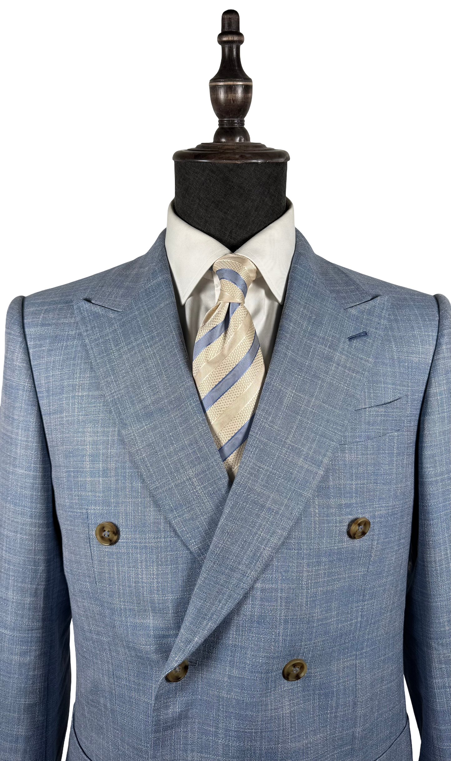 Veste croisée été bleu ciel - mélange laine lin soie et bambou