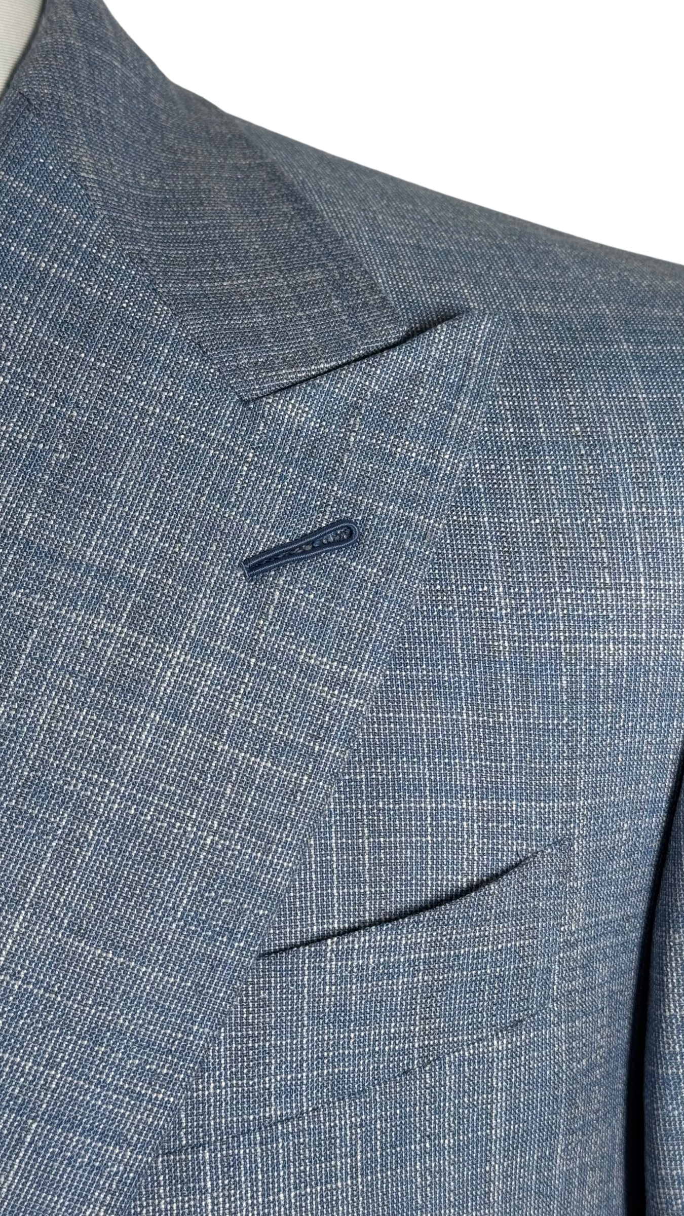 Veste croisée été bleu ciel - mélange laine lin soie et bambou