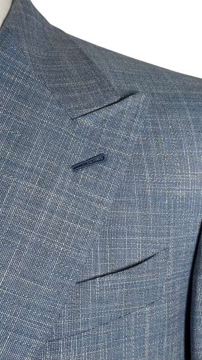 Veste croisée été bleu ciel - mélange laine lin soie et bambou