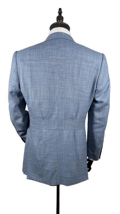 Veste croisée été bleu ciel - mélange laine lin soie et bambou