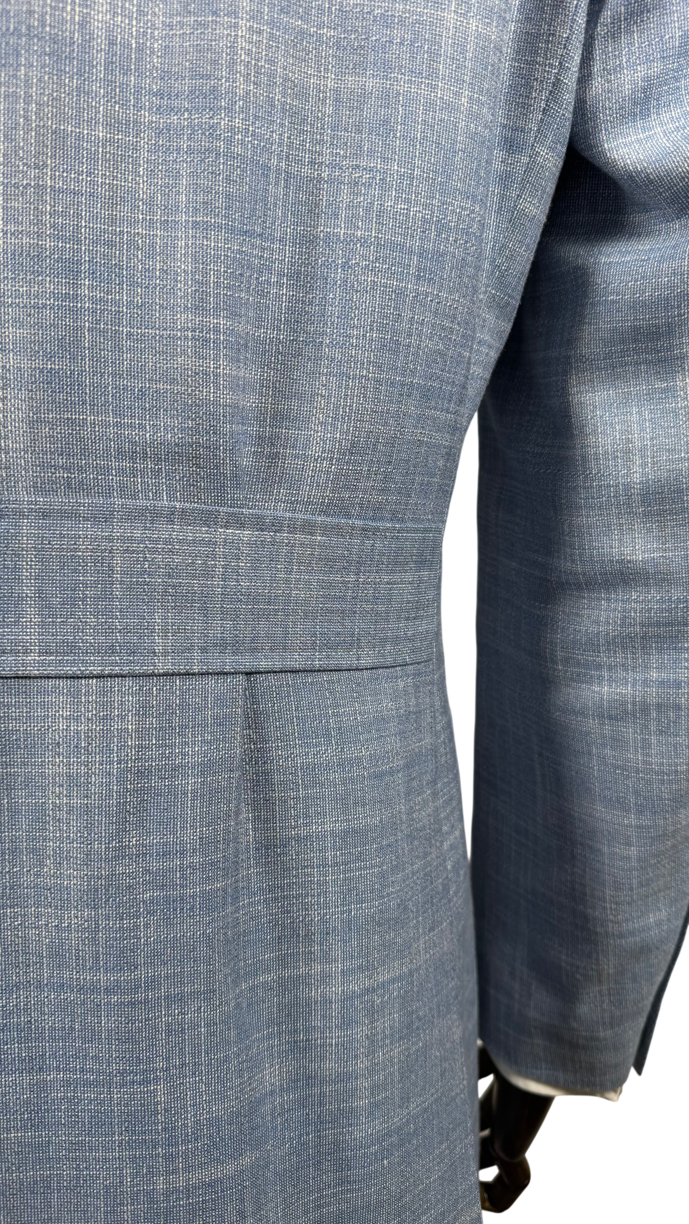 Veste croisée été bleu ciel - mélange laine lin soie et bambou