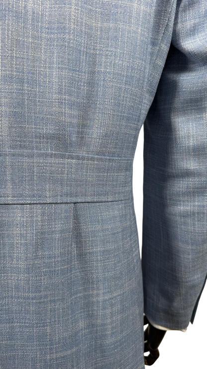 Veste croisée été bleu ciel - mélange laine lin soie et bambou