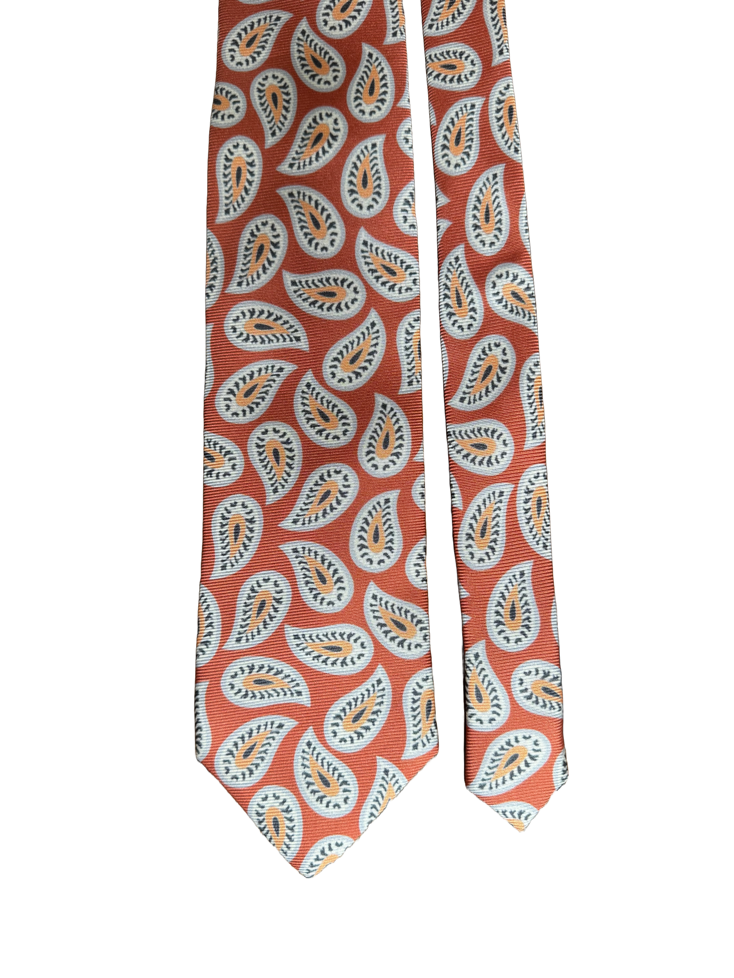 Cravate en soie motif Cachemire orange