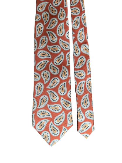 Cravate en soie motif Cachemire orange