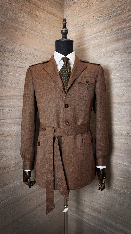 Veste Saharienne en laine "grain d'orge"