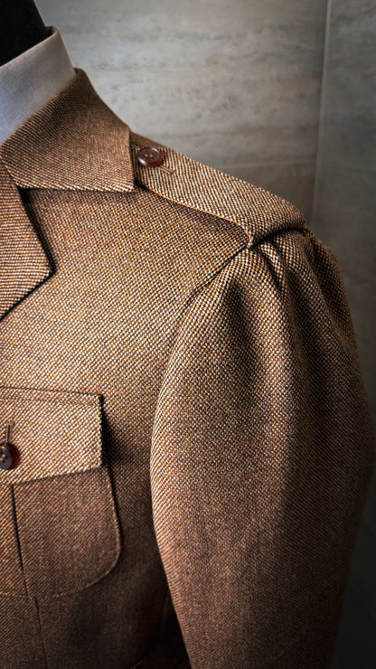 Veste Saharienne en laine "grain d'orge"