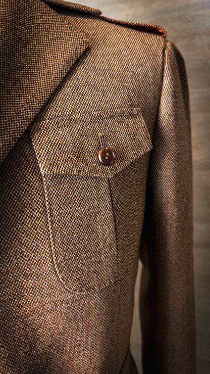 Veste Saharienne en laine "grain d'orge"