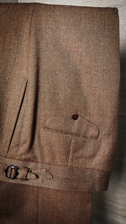 Pantalon coupe droite en laine "grain d'orge"