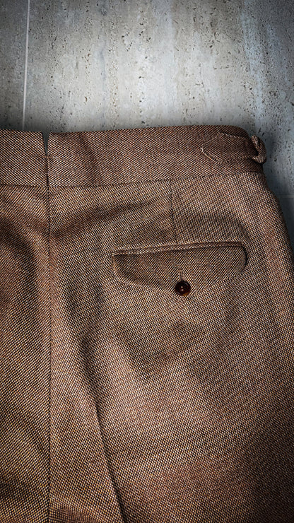 Pantalon coupe droite en laine "grain d'orge"