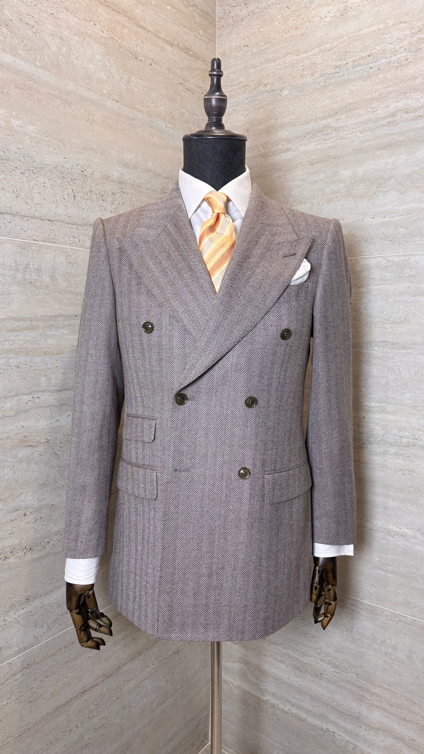 Veste croisée en flanelle à chevrons