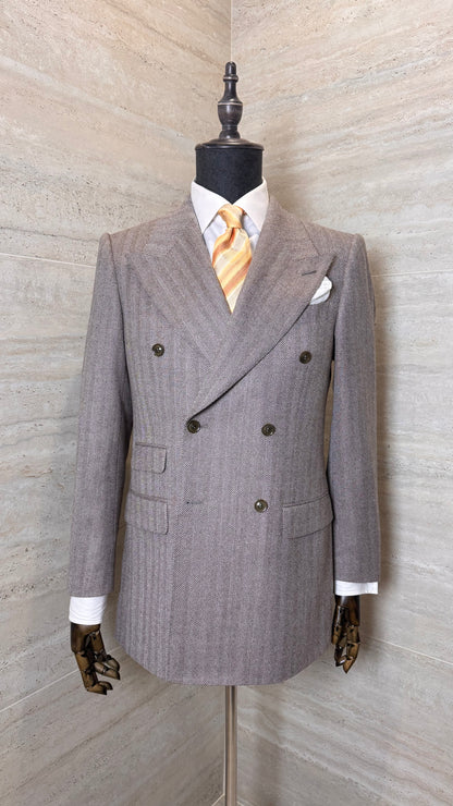 Veste croisée en flanelle à chevrons