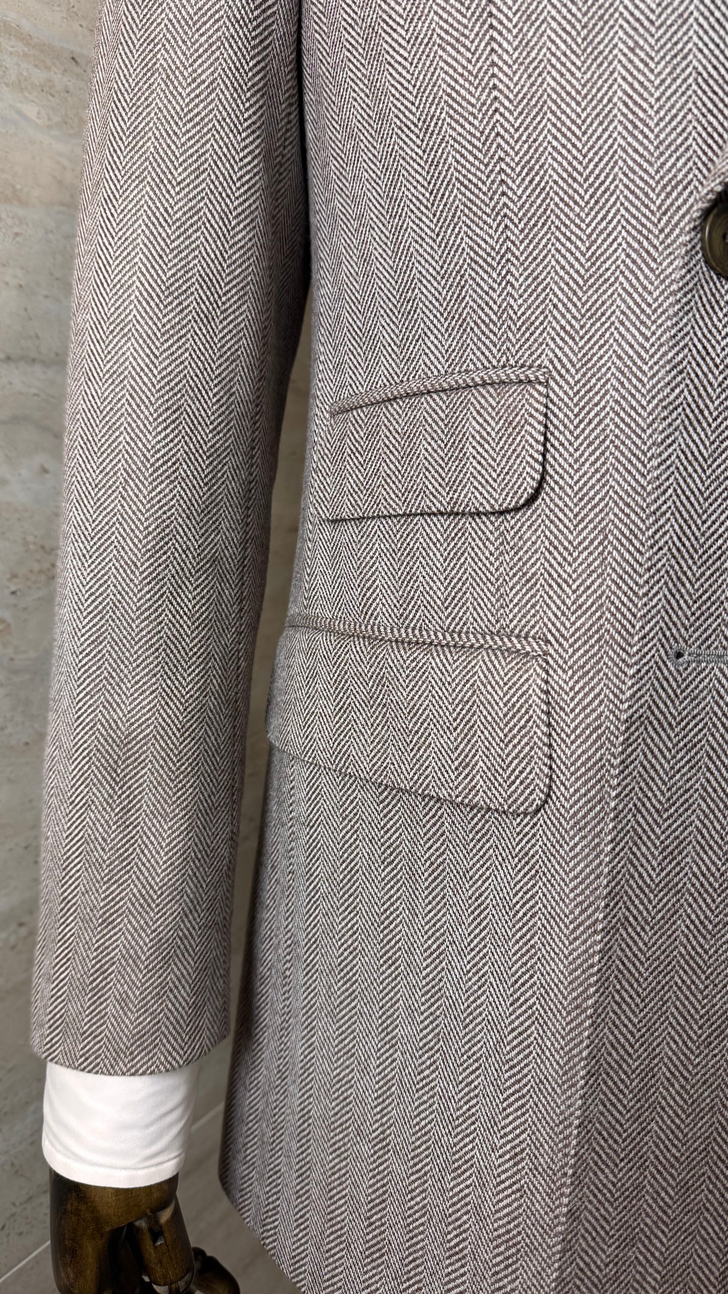 Veste croisée en flanelle à chevrons