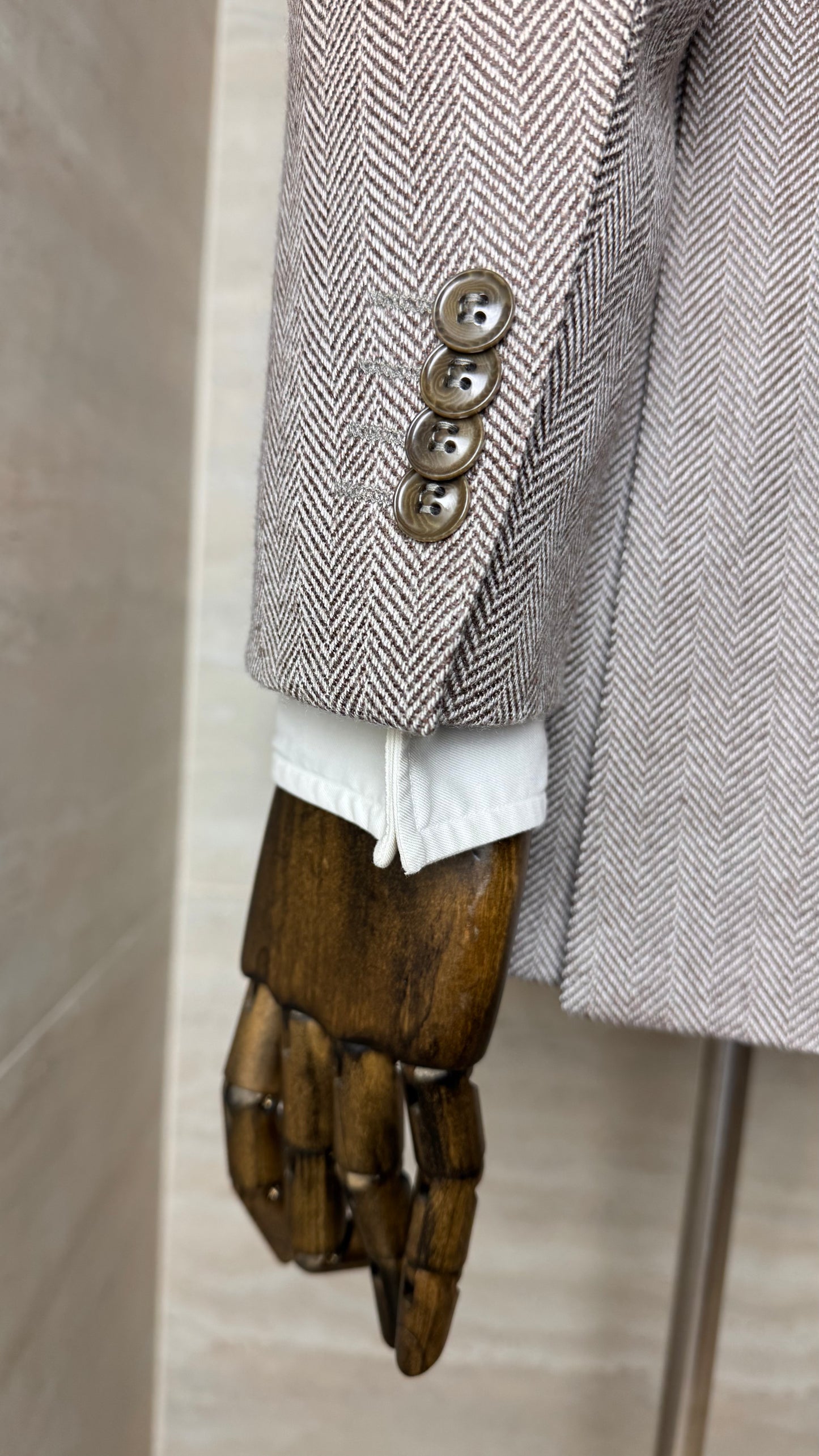 Veste croisée en flanelle à chevrons