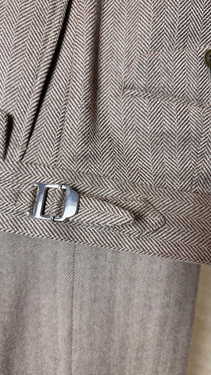 Pantalon coupe droite en flanelle à chevrons