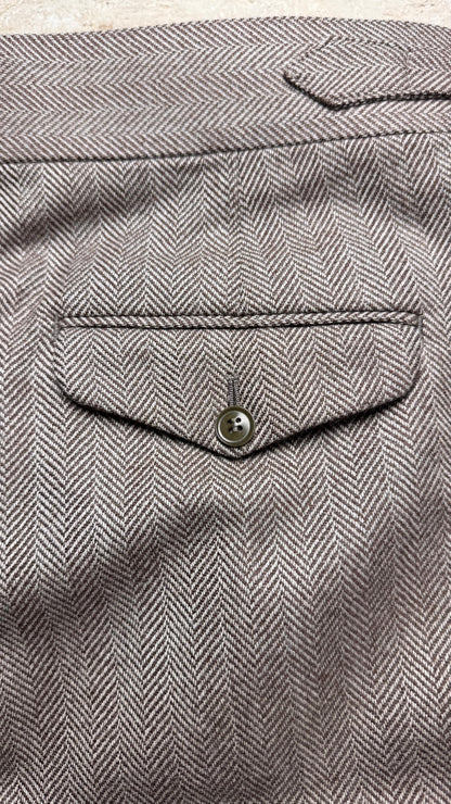 Pantalon coupe droite en flanelle à chevrons