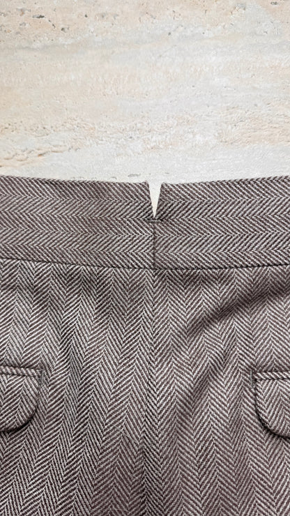 Pantalon coupe droite en flanelle à chevrons