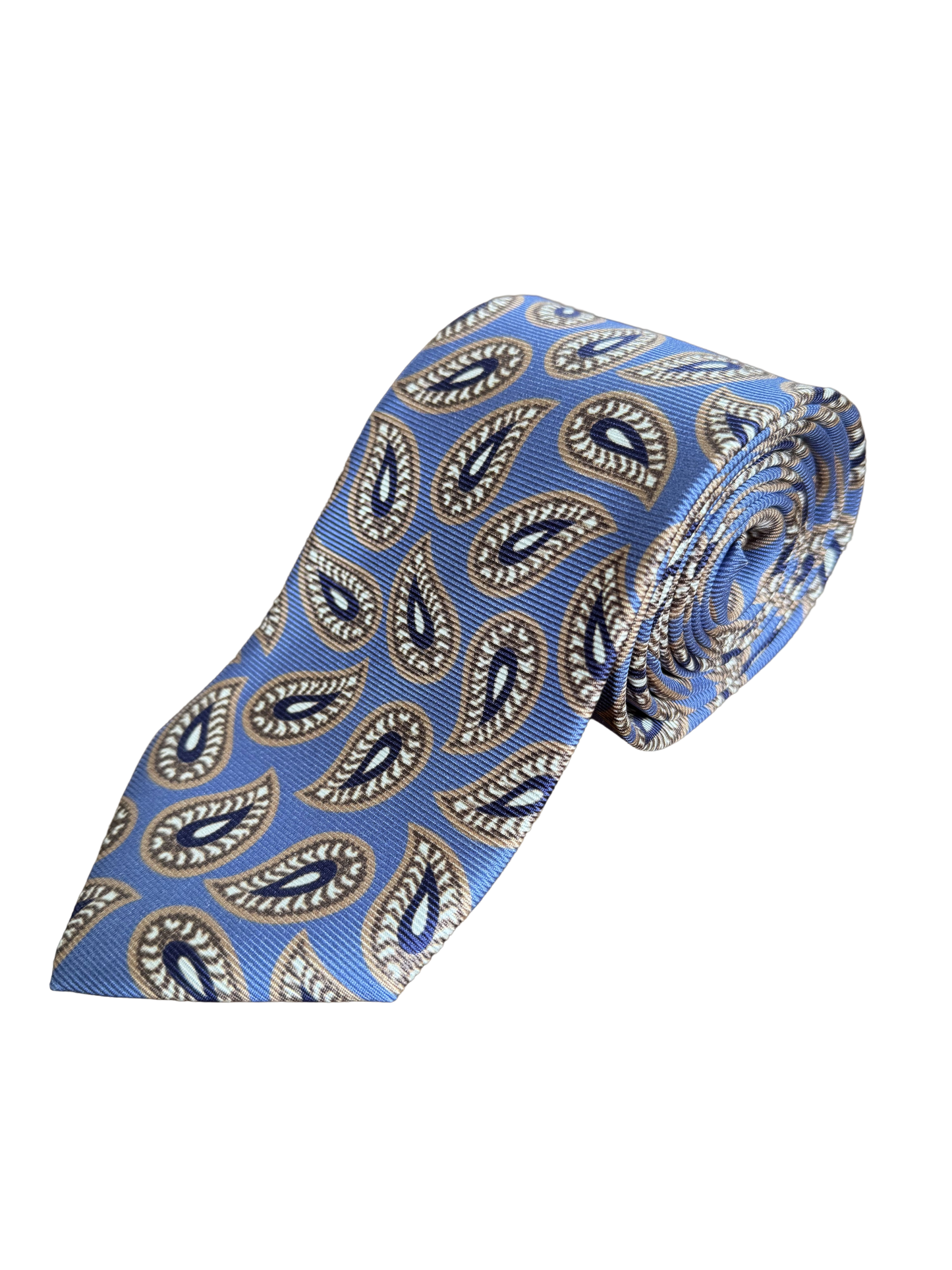Cravate en soie motif Cachemire bleu