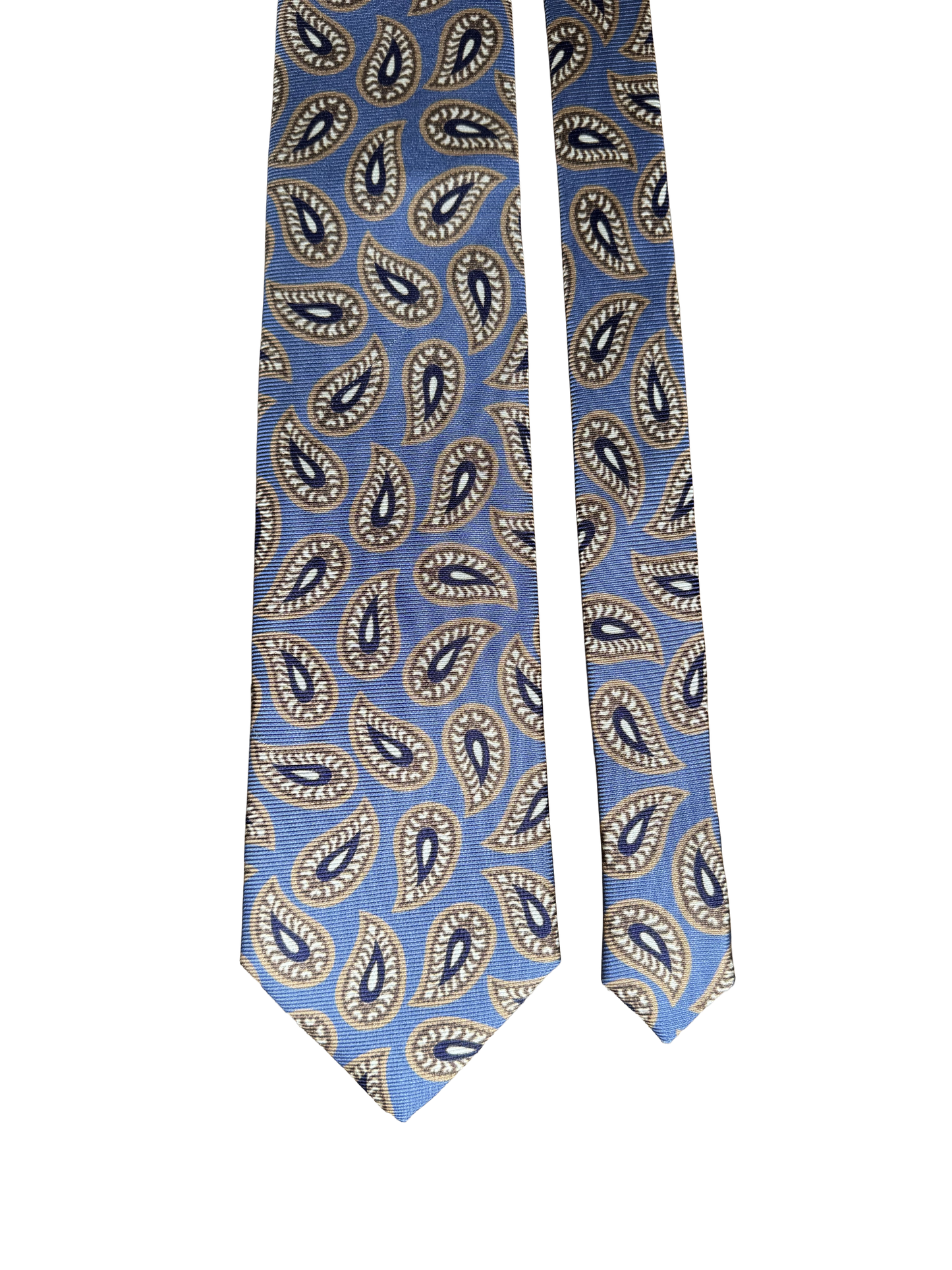 Cravate en soie motif Cachemire bleu