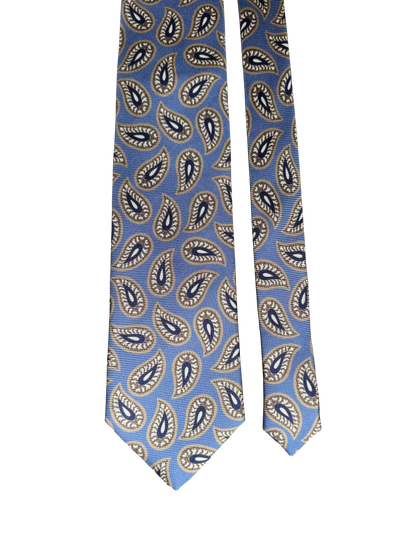 Cravate en soie motif Cachemire bleu